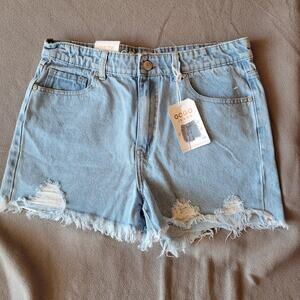 GOGO JEANS Womens Size 15 Distressed Denim Shorts Frayed High Rise Blue Casual